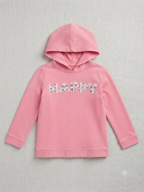 Carter's Pink 'HAPPY' Floral Appliqué Hoodie